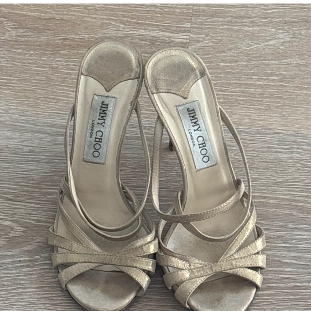Jimmy Choo Elegant Gold Strappy Heels